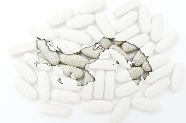 Outline map of panama with pills in the background for health an — Stock Photo, Image