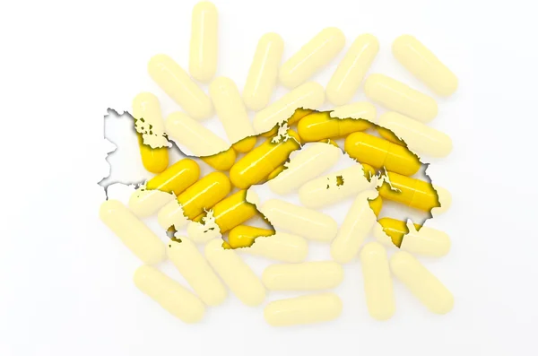Konturkarta över panama med piller i bakgrunden för hälsa en — Stockfoto