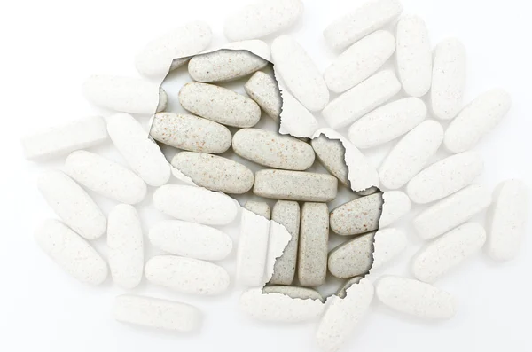 Outline map of paraguay with pills in the background for health — Stock Photo, Image