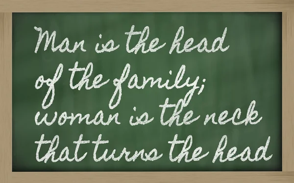 Wyrażenie - mężczyzna jest głową rodziny kobieta jest t szyi — Zdjęcie stockowe