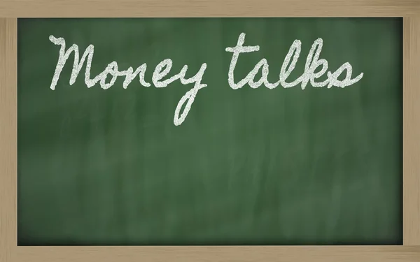 Έκφραση - συζητήσεις χρημάτων - γραμμένο σε ένα μαυροπίνακα σχολείο με — Φωτογραφία Αρχείου