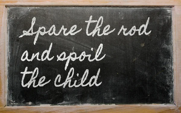 Expression - Spare the rod and spoil the child - written on a s — Stock Photo, Image