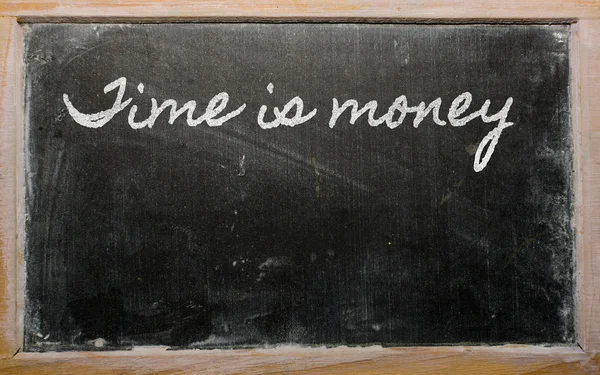 表达式-时间就是金钱-写在学校的黑板上机智 — 图库照片