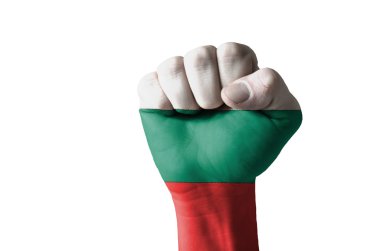 Fist painted in colors of bulgaria flag clipart