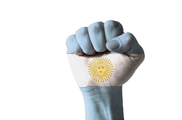 Arjantin bayrağı renklerde boyanmış yumruk — Stok fotoğraf