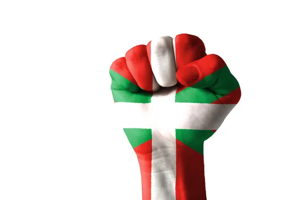 Fist painted in colors of basque flag — Stock Photo, Image