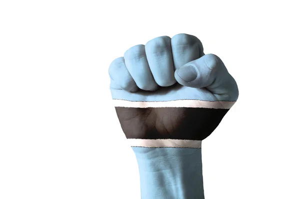 Fist painted in colors of botswana flag — Stock Photo, Image
