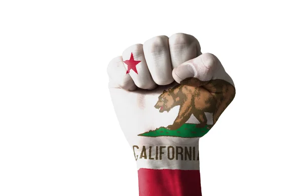 Näve målad i färger av oss delstaten Kaliforniens flagga — Stockfoto