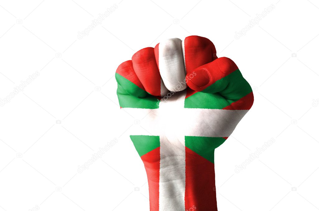 Fist painted in colors of basque flag