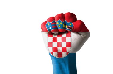 Hırvatistan bayrağı renklerde boyanmış yumruk