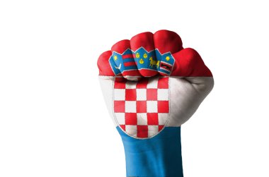 Fist painted in colors of croatia flag clipart