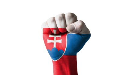 Fist painted in colors of slovakia flag clipart