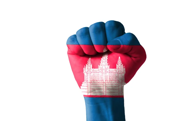 カンボジアの国旗の色で塗られて拳 — ストック写真