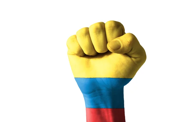 Pugno dipinto a colori della bandiera della Colombia — Foto Stock