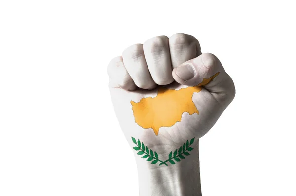 Fist painted in colors of cyprus flag — Stock Photo, Image