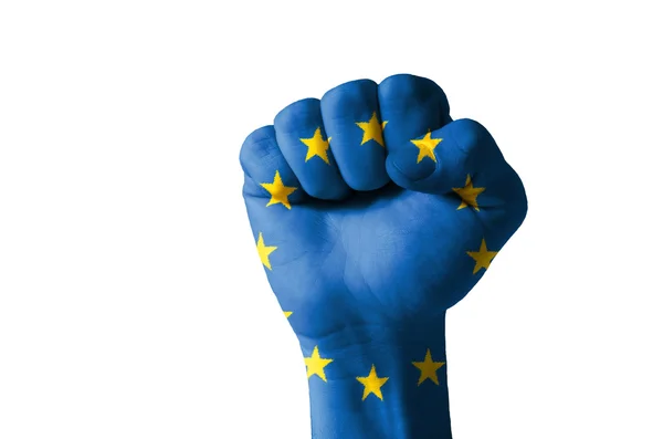 Puño pintado en colores de bandera de Europa — Foto de Stock