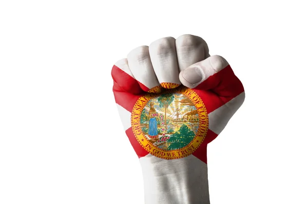 在我们佛罗里达州旗的颜色绘的拳头 — 图库照片
