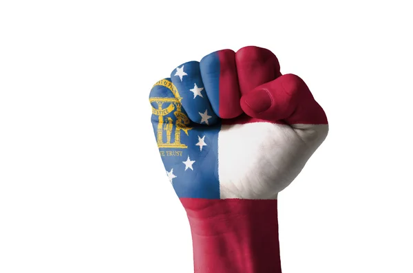 Fist painted in colors of great georgia flag — Stock Photo, Image