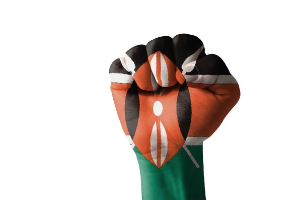 Näve målade i färgerna på Kenyas flagga — Stockfoto