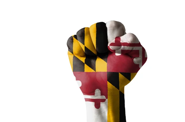 Кулак намальований в кольорах штату Меріленд прапор — стокове фото