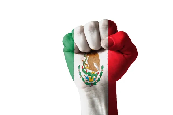 Puño pintado en colores de la bandera de México — Foto de Stock