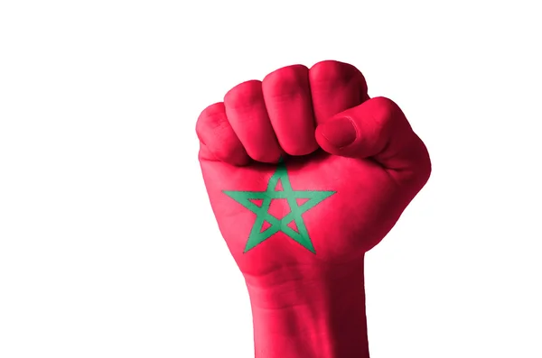 Fist painted in colors of morocco flag — Stock Photo, Image