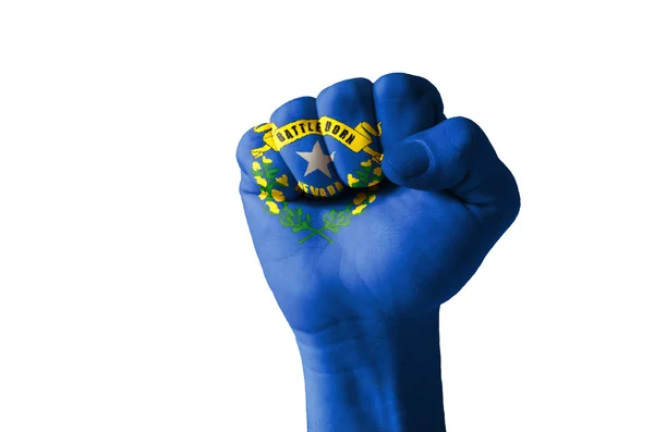 Fist painted in colors of us state of nevada flag — Stock Photo, Image