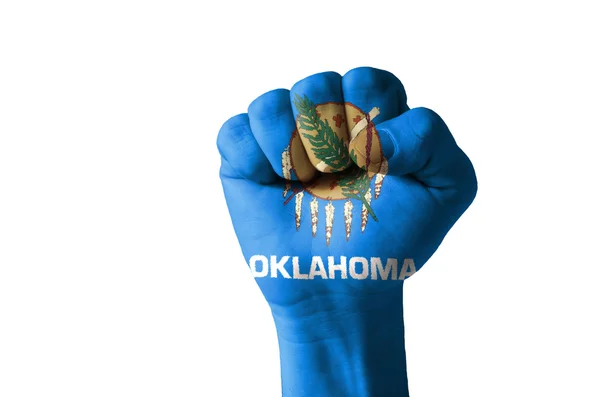 Кулак пофарбовані в кольори з нас прапор штату Оклахома — стокове фото