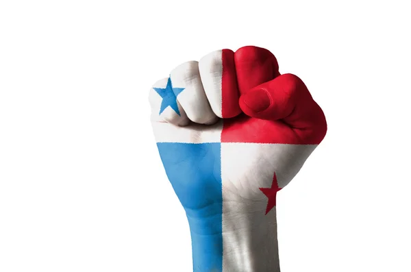 Кулак, раскрашенный в цвета флага Панамы — стоковое фото