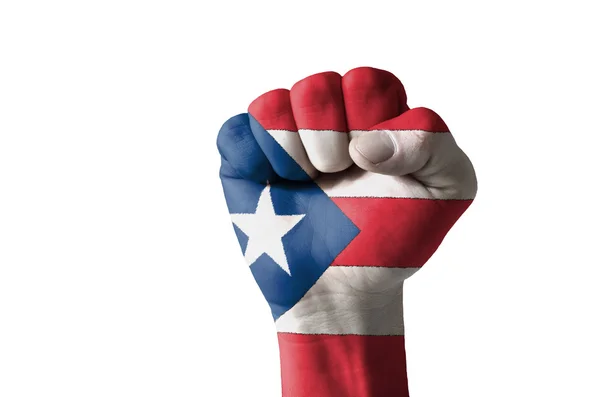 Pięść pomalowane w kolorach flagi puertorico — Zdjęcie stockowe