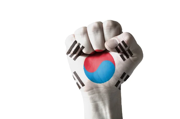 Pugno dipinto nei colori della bandiera della Corea del Sud — Foto Stock