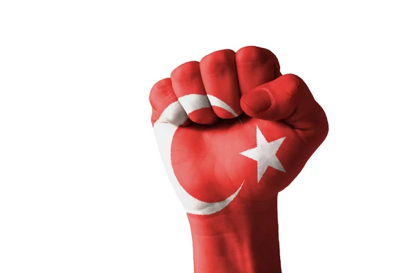 Pěst v barvách vlajky Turecko — Stock fotografie