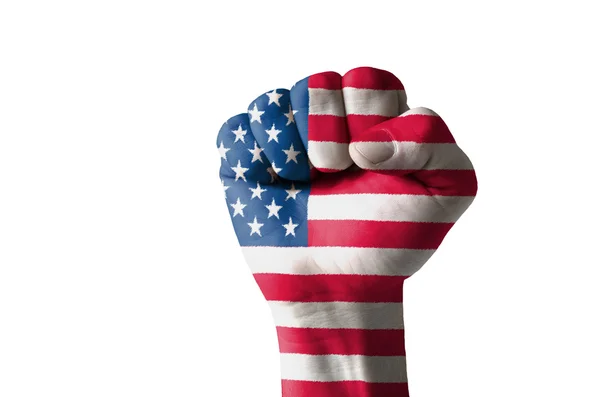 Кулак, пофарбований у кольори прапора США — стокове фото