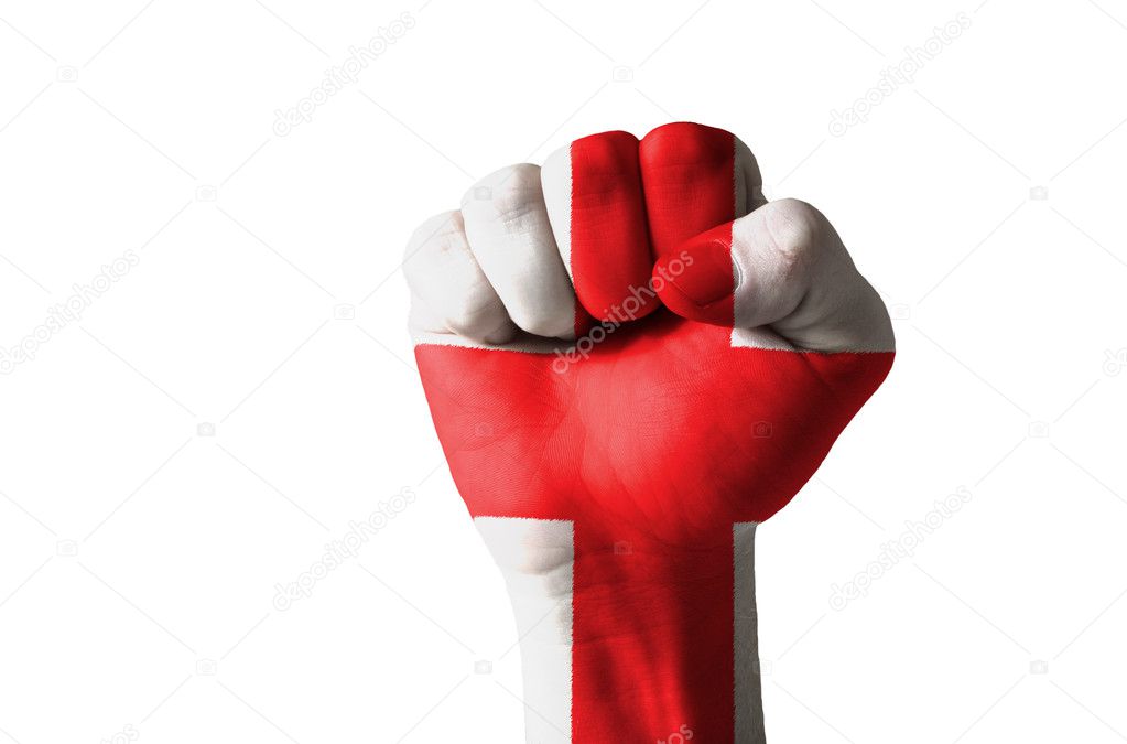 Fist painted in colors of england flag