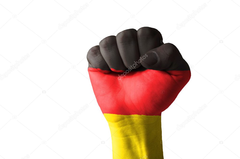 Fist painted in colors of germany flag