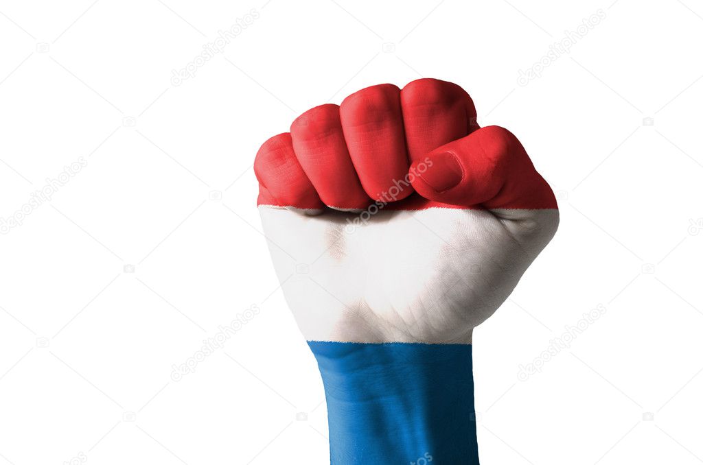 Fist painted in colors of holland flag