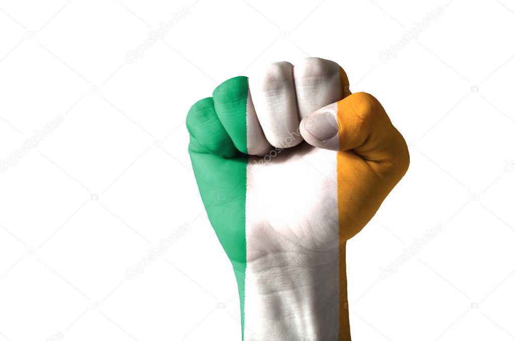 Fist painted in colors of ireland flag