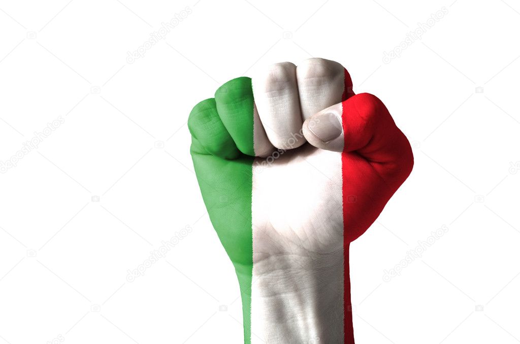 Fist painted in colors of italy flag