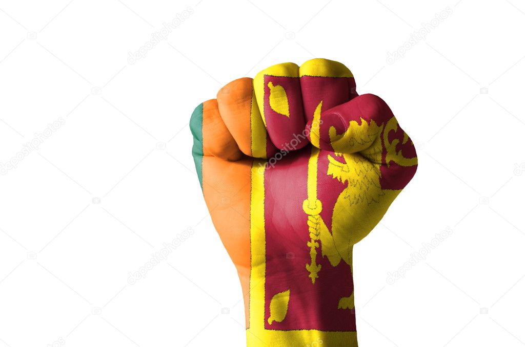 Fist painted in colors of srilanka flag