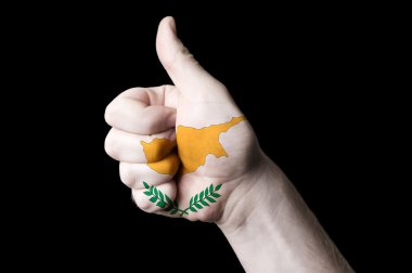 Cyprus national flag thumb up gesture for excellence and achieve clipart