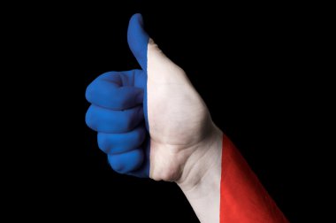 France national flag thumb up gesture for excellence and achieve clipart