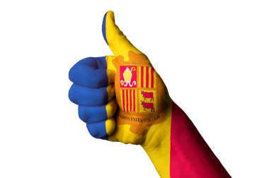 Andorra national flag thumb up gesture for excellence and achiev clipart