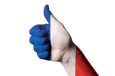 France national flag thumb up gesture for excellence and achieve clipart