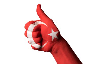 Turkey national flag thumb up gesture for excellence and achieve clipart