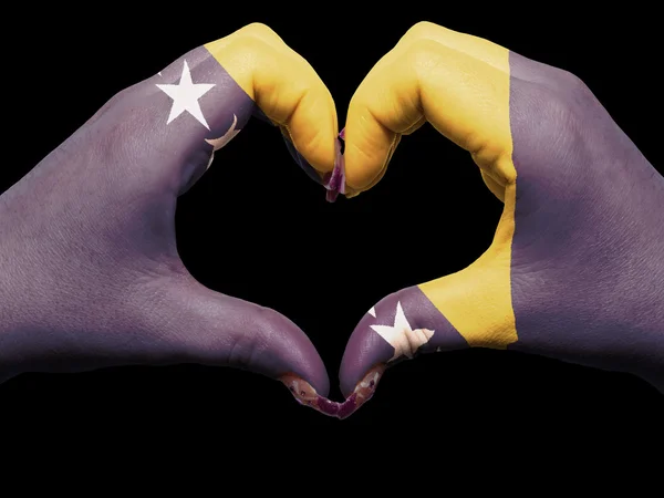 Heart and love gesture by hands colored in bosnia herzegovina fl — Stock Photo, Image