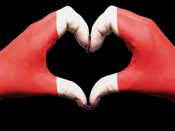 Serca i miłości gest rękoma w kolorze flaga peru touris — Zdjęcie stockowe