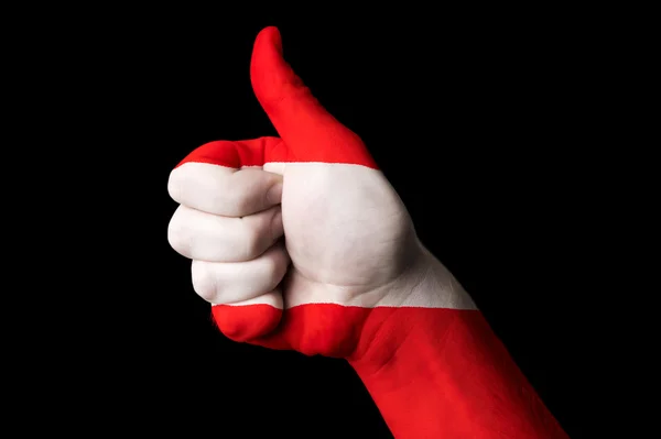 Áustria bandeira nacional polegar para cima gesto de excelência e achiev — Fotografia de Stock