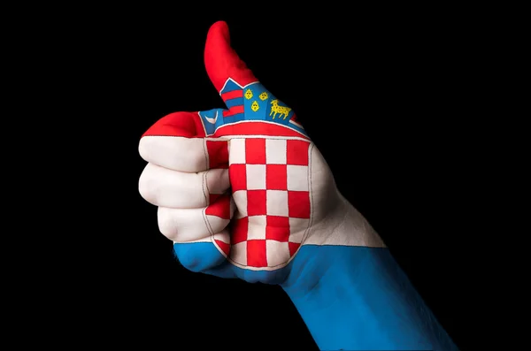 Chorwacja Flaga kciuk gest do doskonałości i achiev — Zdjęcie stockowe