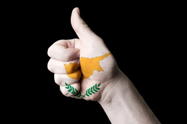 Flaga Cypru kciukiem do góry gest do doskonałości i osiągnięcie — Zdjęcie stockowe