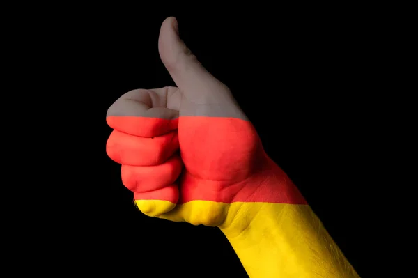 Alemania bandera nacional pulgar hacia arriba gesto de excelencia y achiev — Foto de Stock